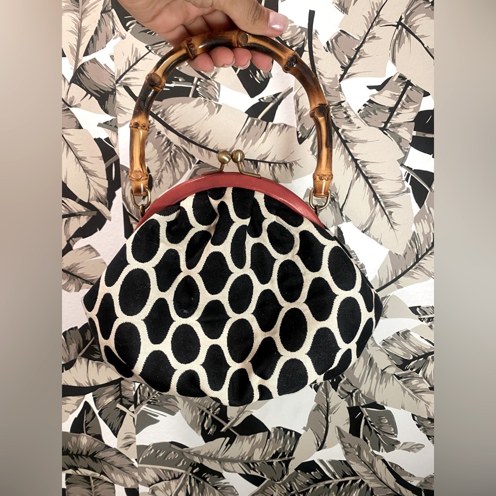 Print Vintage MOSCHINO bamboo handle bag